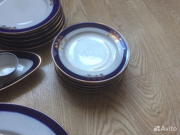 Сервиз столовый кобальт дулево, винтаж СССР
