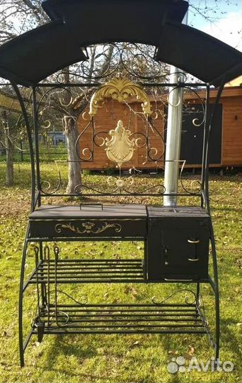 Мангал с печкой и крышей