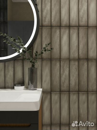 Плитка настенная Керамин Хейз 7 27.5x7.7 см 0.55 м² глянцевая цвет серый