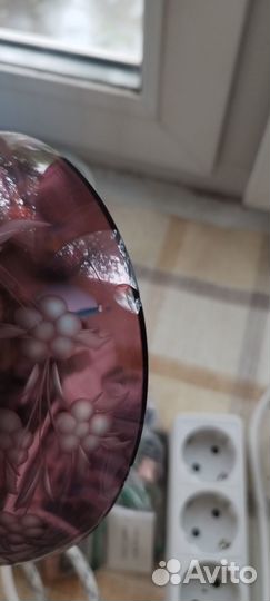 Ваза для фруктов цветное стекло СССР