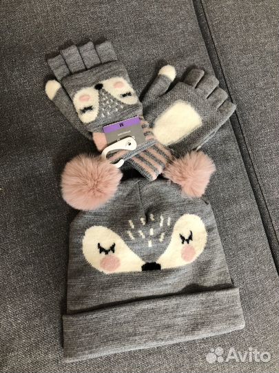 Комплект шапочка и перчатки новые