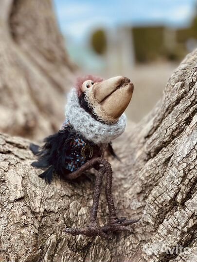 Текстильная интерьерная кукла ворона