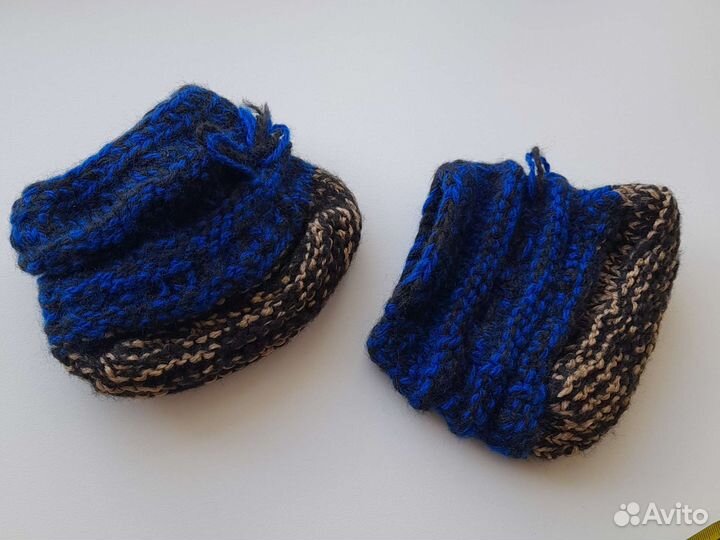 Новые детские вязаные шарф +варежки+носочки