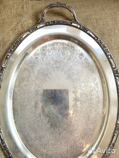 Поднос антикварный посеребренный