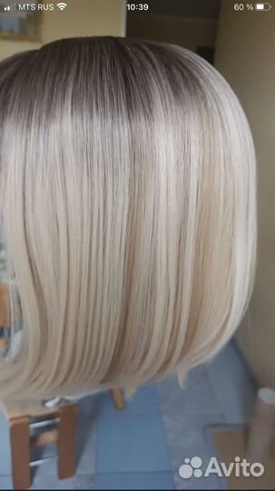 Парик каре блонд с челкой