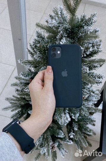 Чехол Silicone Case на iPhone 11 с бархатом внутри