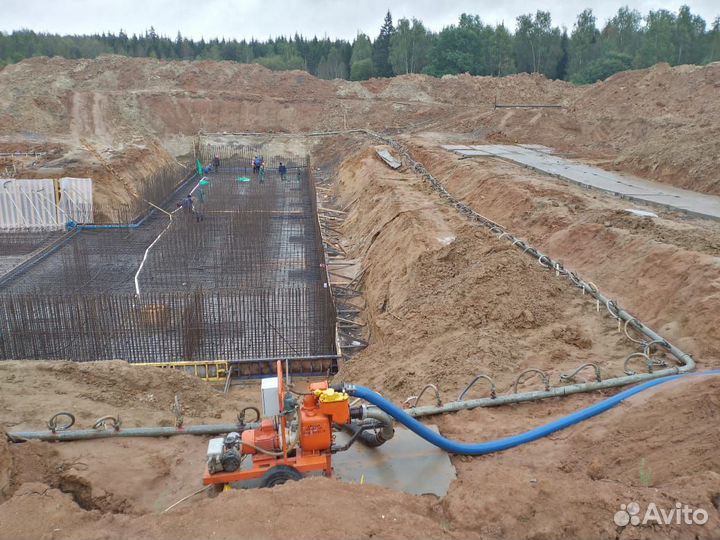 Аренда насосов и мотопомп. Откачка, водопонижение