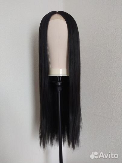 Новый парик черный на сетке lace front 80см