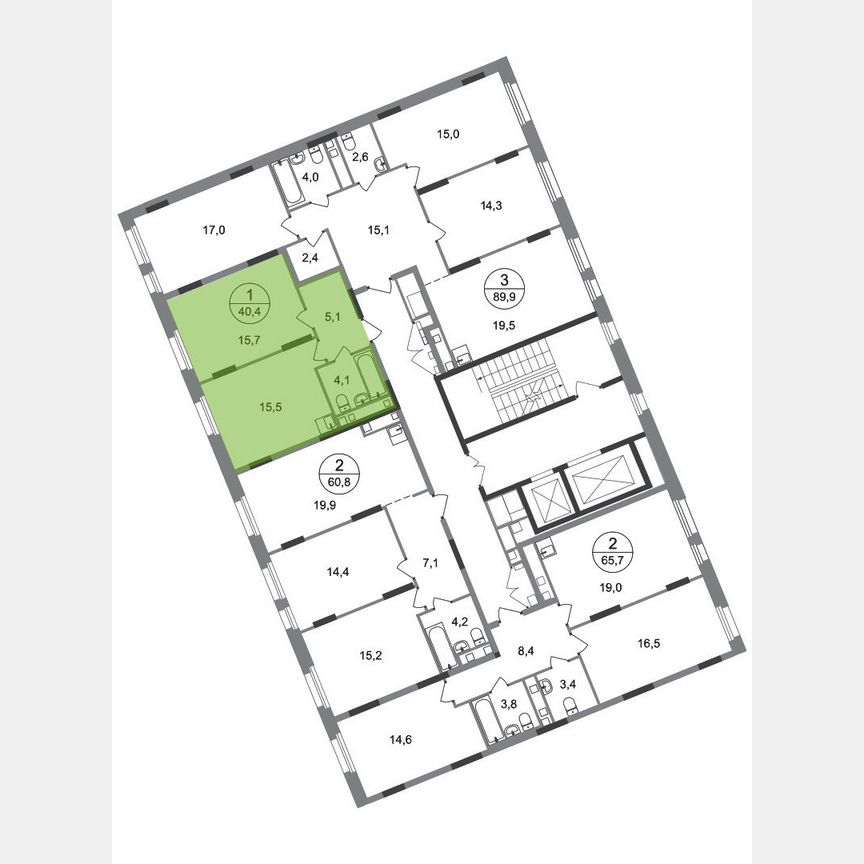 1-к. квартира, 40,4 м², 11/17 эт.