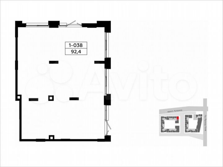 Продается торговое помещение площадью 92.4 кв.м