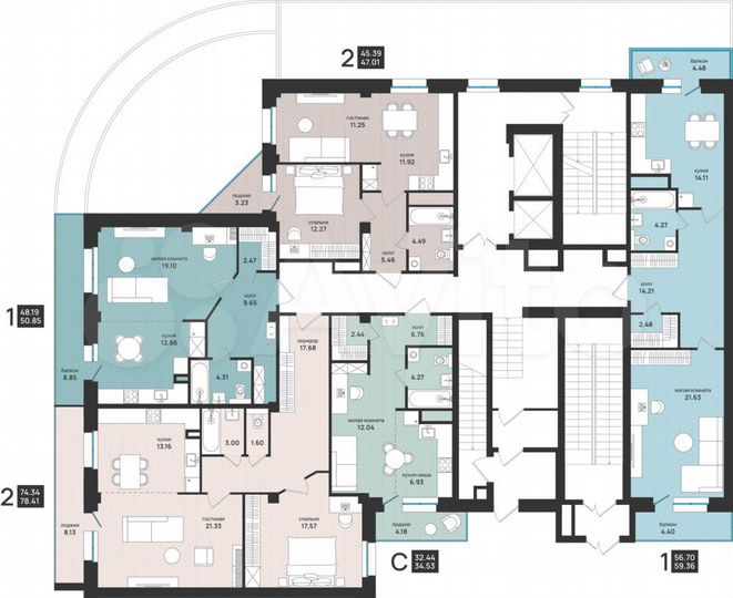 Квартира-студия, 34,5 м², 2/13 эт.