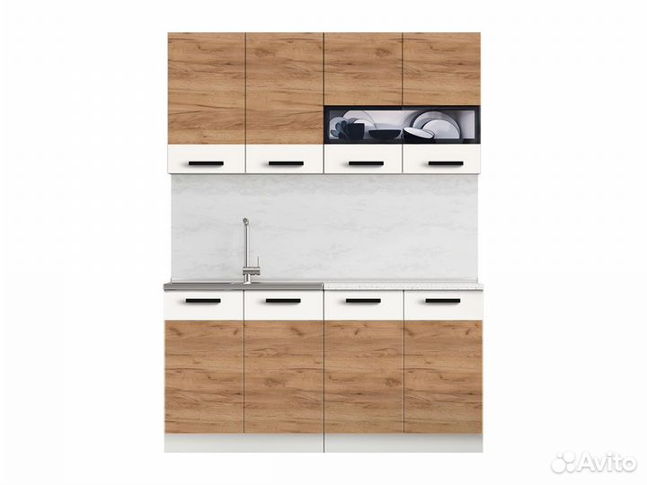 Лдсп Кухня Рио 1,6м (Дуб Крафт/Бежевый)