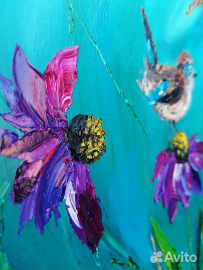 Картина маслом птички