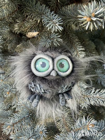 Совушка в смешанной технике