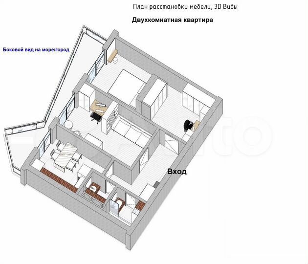 2-к. квартира, 60,7 м², 8/8 эт.