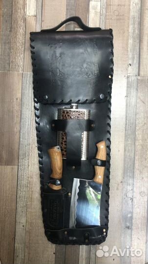 Подарочный набор шампуров в кожаном чехле