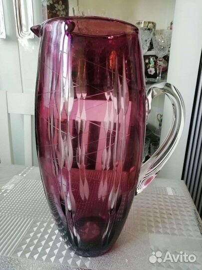 Кувшины цветное стекло кракле СССР лзхс
