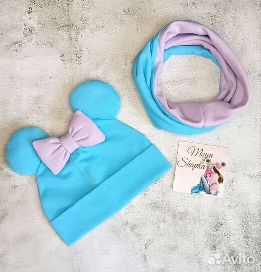 Шапка снуд детская Микки Минни Маус Зайка