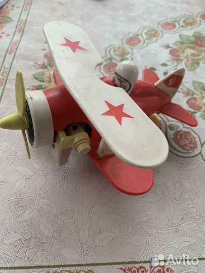 Заводная игрушка СССР самолет- биплан