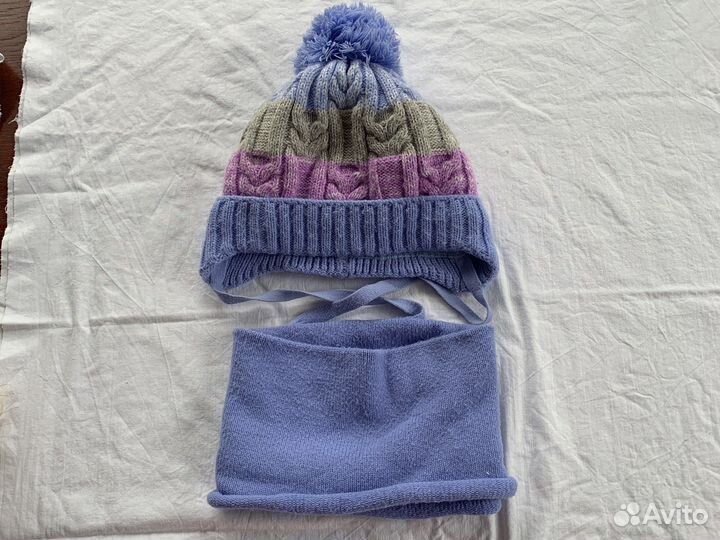 Комплект шапка и снуд зимний