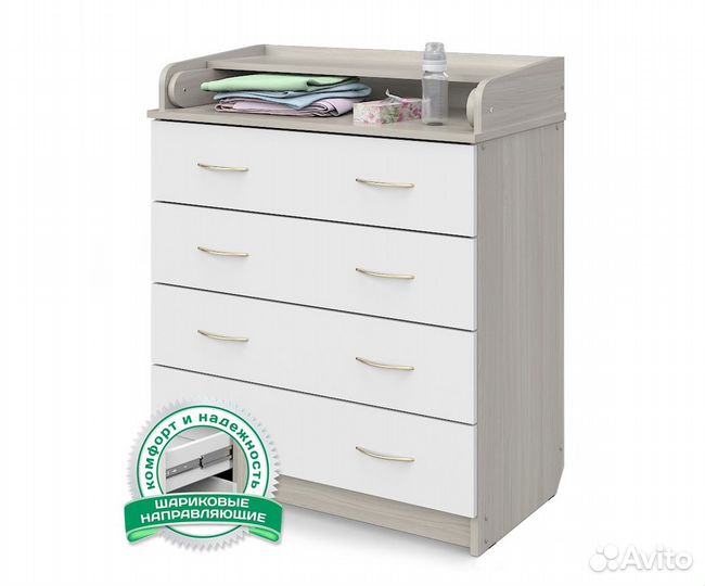 Комод пеленальный Сириус 80/4 лдсп Шимо/Бел