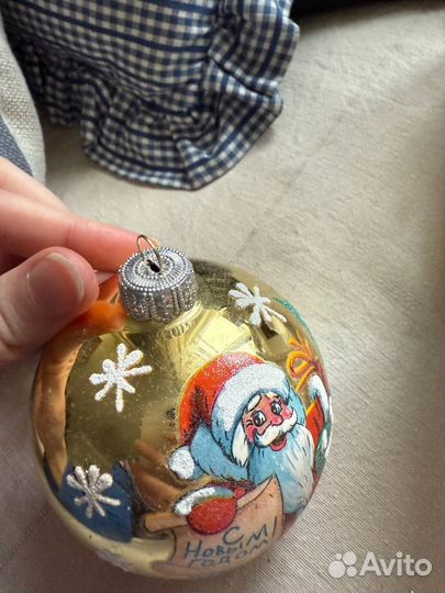 Новогодний шар стеклянный зеркальный Дед Мороз