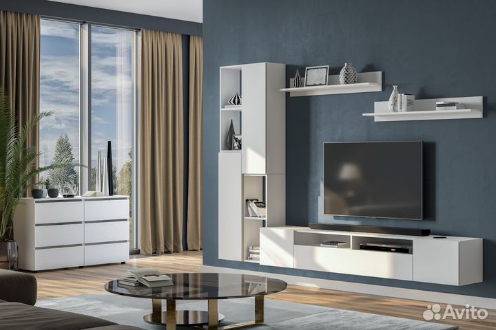 Тумба под телевизор Токио 2.0м белый IKEA-стиль