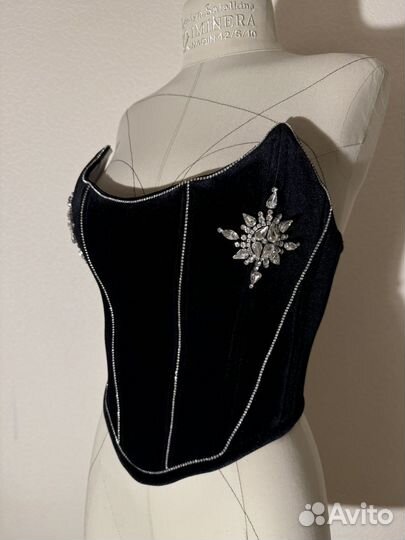 Корсет бархатный с кристаллами couture