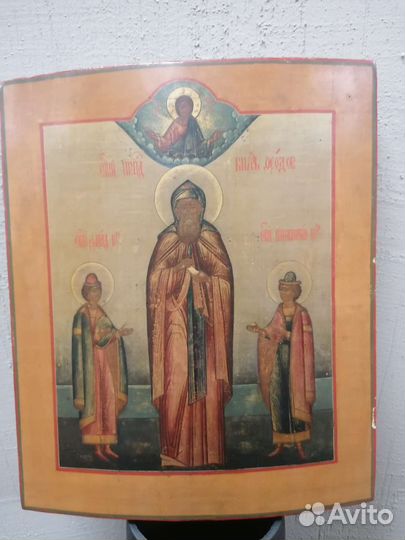 Старинная икона Ярославский святые 19 век