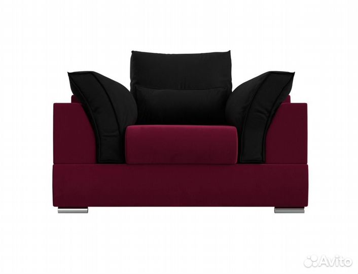 Кресло Пекин, микровельвет, бордовый, черный