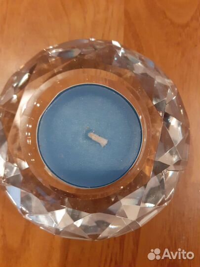 Подсвечник Бриллиант со свечой, хрустальное стекло