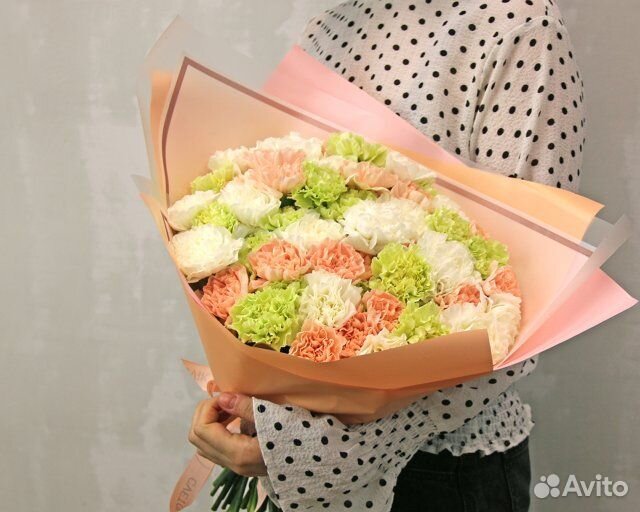 Букет из 51 диантуса (гвоздики) нежный микс