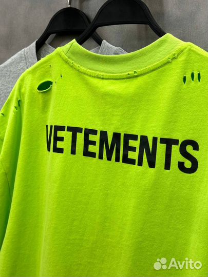 Футболка Vetements оверсайз неон наируках