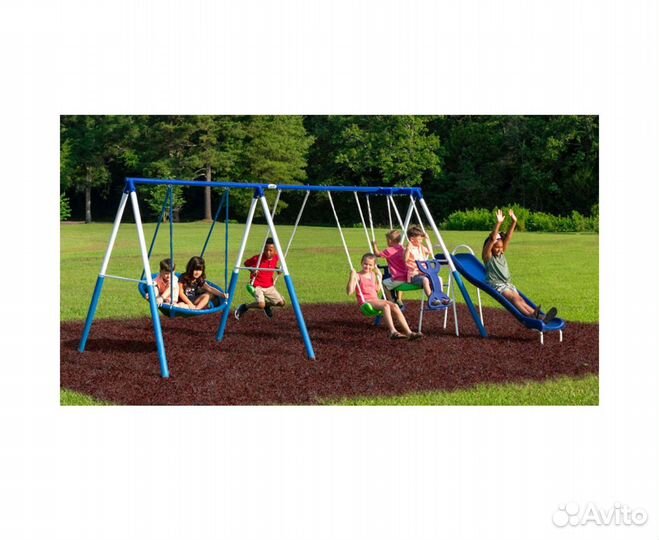 Металлический спорткомплекс с качелями гнездо