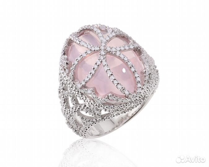 Золотое кольцо с кварцем и бриллиантами