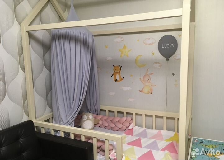 Шатер детский на кроватку, пепельный серый