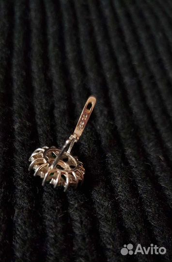 Серьги серебро фианит зелёный прозрачный