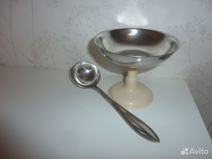 Креманка и ложка для мороженого СССР