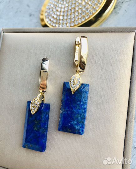 Серьги из натуральных камней лазурит