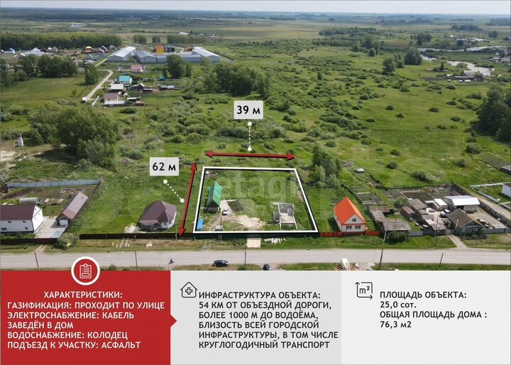 Дом 76,3 м² на участке 25 сот.