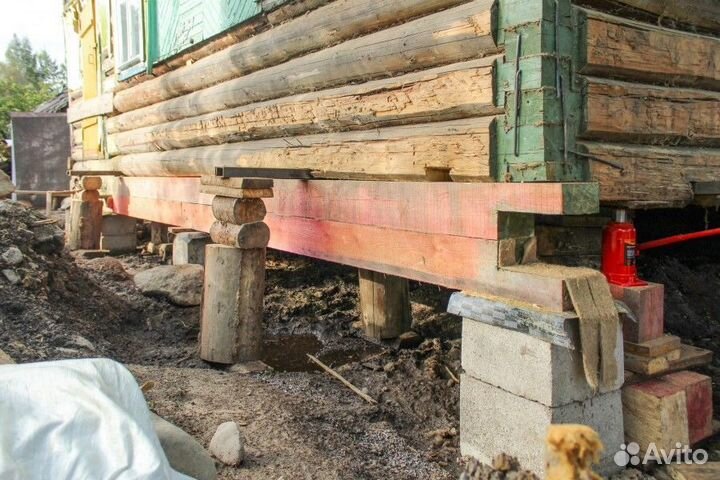 Замена стен,венцов бруса и пола,подъём домкратом д