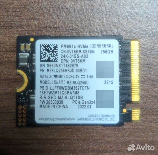 SSD Samsung PM991a M.2 2230 256gb