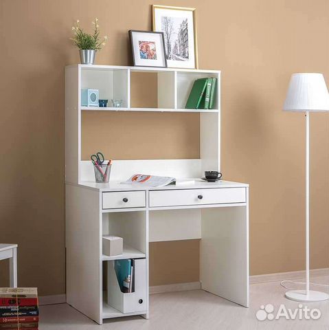Стол письменный белый с полкой 100х55