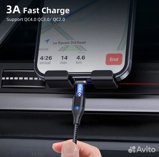 Магнитный USB-кабель Type C для быстрой зарядки