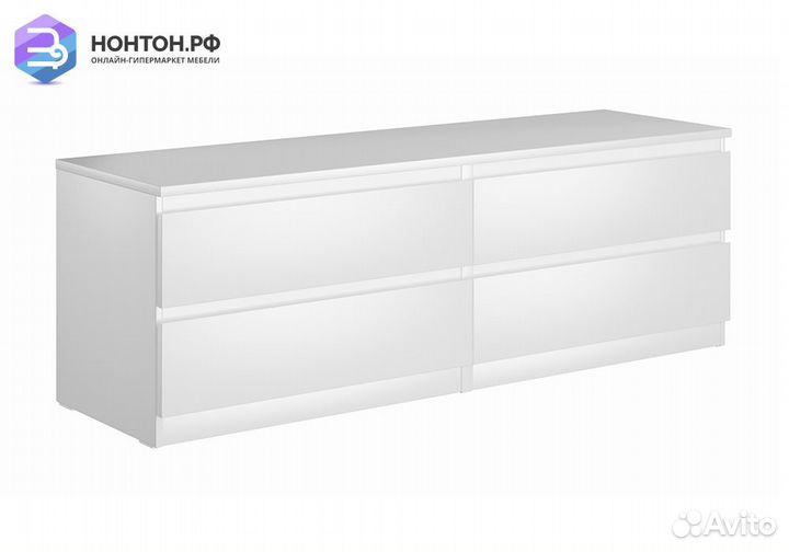 Комод низкий Мальта 4 ящика белый