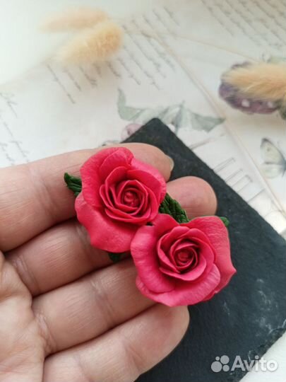 Серьги Розы. Ручная работа