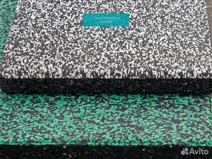 Резиновая плитка Premium, 1х1м, 30мм, черная