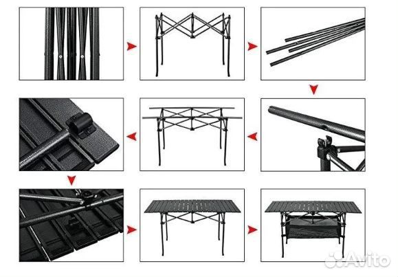 Стол складной реечный 120*65*65см с корзиной