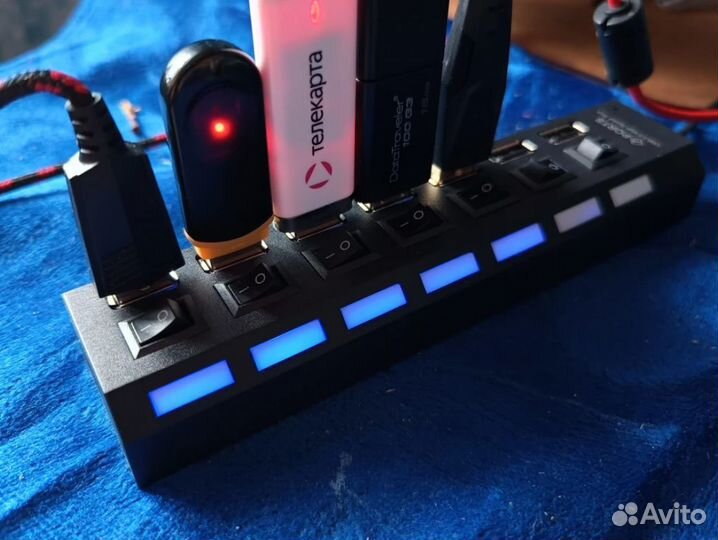 Разветвитель адаптер хаб USB на 7 портов. Новый