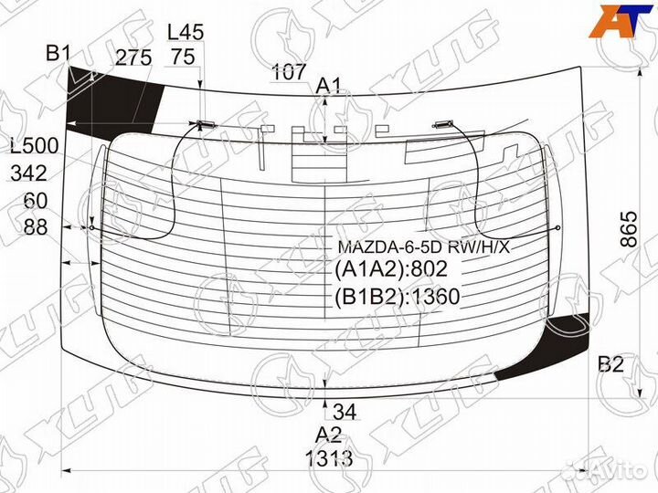Стекло заднее Mazda Atenza